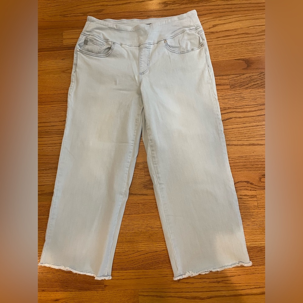 Kim Gravel Triple Lux denim gaucho with frayed hem